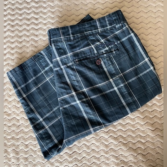 O'Neill Blue Plaid Hybrid Flat Front Triumph Chino Shorts Shorts size 38 - Picture 4 of 9